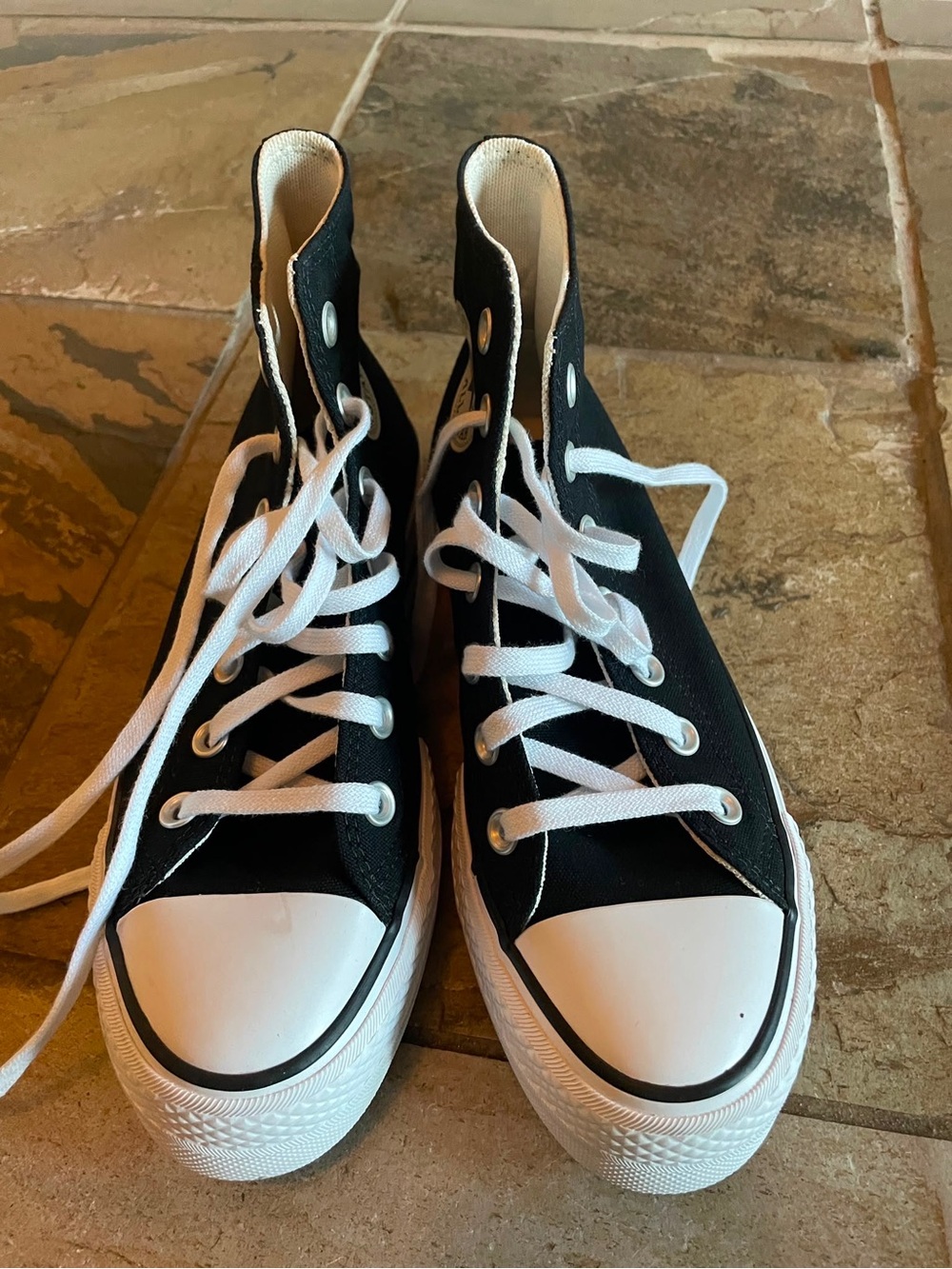 Converse Black and White Platform High-Top Sneakers